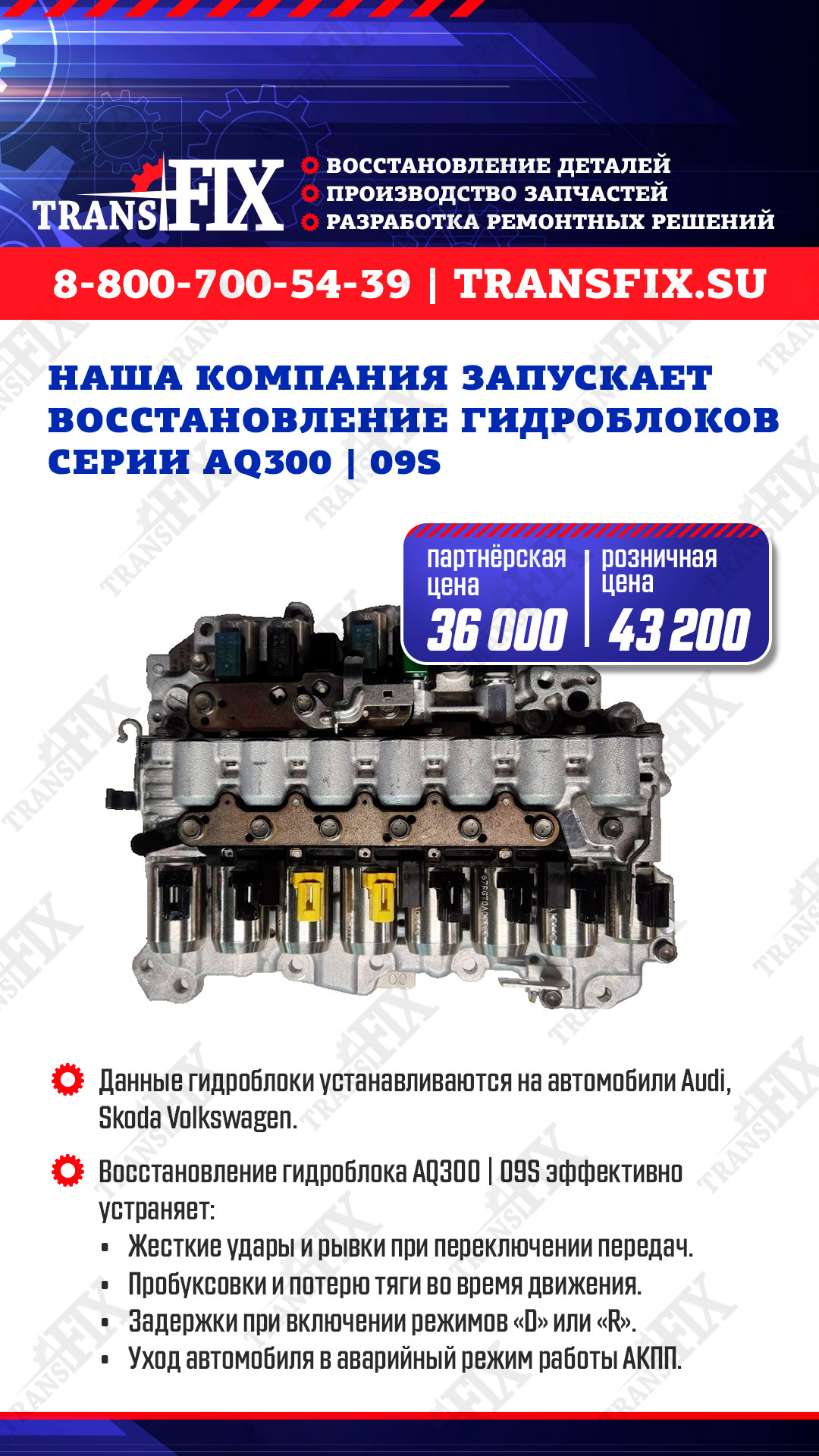 Восстановление гидроблоков серии AQ300/09S